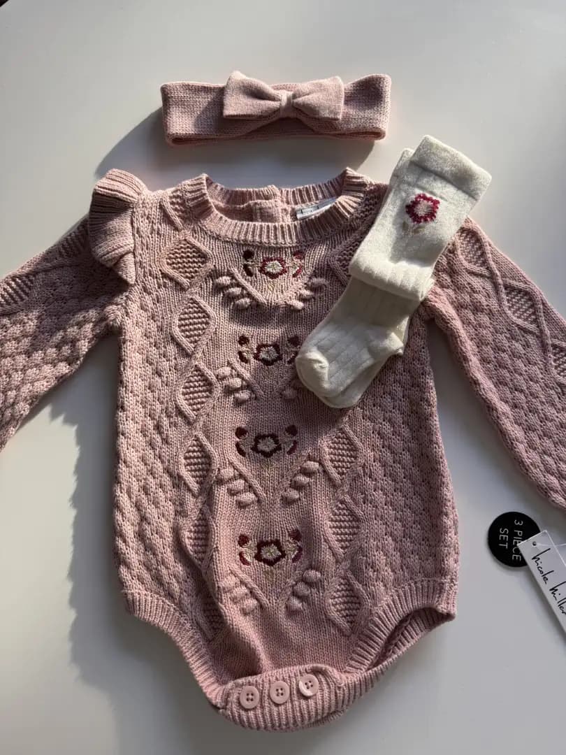 Conjunto body tejido rosa